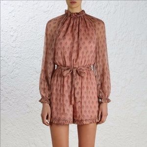 Zimmermann 100% Silk Karmic Stamp Ruffle Romper - image 1